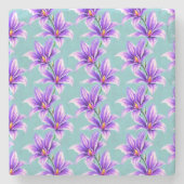 バレーパターンの紫のユリ ストーンコースター (正面)