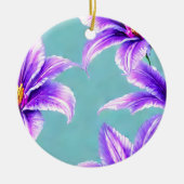 バレーパターンの紫のユリ セラミックオーナメント (正面)