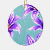 バレーパターンの紫のユリ セラミックオーナメント (左)