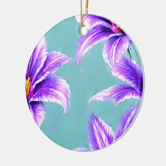 バレーパターンの紫のユリ セラミックオーナメント (左)