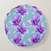 バレーパターンの紫のユリ ラウンドクッション (裏面)