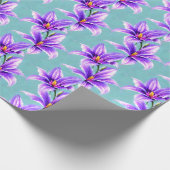 バレーパターンの紫のユリ ラッピングペーパー (角)