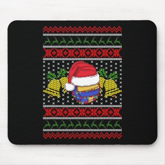 バレーボおもしろいレーチーム醜いセーターのクリスマスライト マウスパッド (正面)