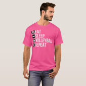 バレーボおもしろいレーボールプレーヤー – 食べスリープバレーボール Tシャツ (正面フル)