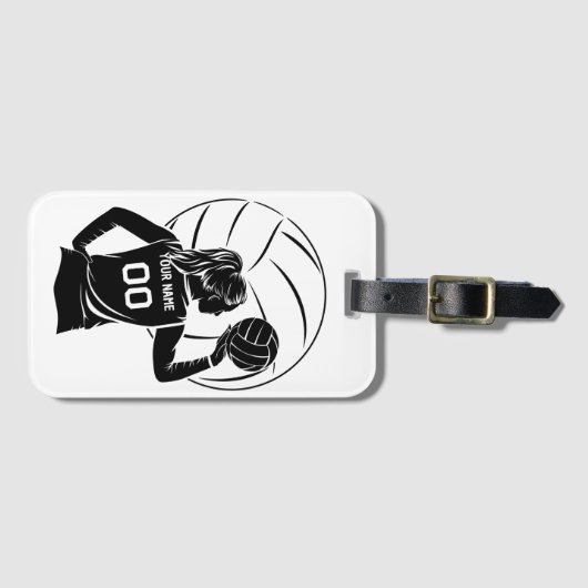 バレーボパーソナライズされたレープレイヤー名前をカスタムする、番号 ラゲッジタグ (正面横)