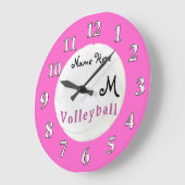 バレーボパーソナライズされたールのクロック名とモノグラム ラージ壁時計 (傾斜)