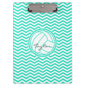 バレーボパーソナライズされたール、アクアグリーンシェブロン クリップボード (正面)