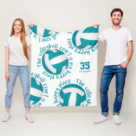 バレーボーガーリールコートhappy placeティール（緑がかった色）gray フリースブランケット (インサイチュ)