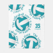 バレーボーガーリールコートhappy placeティール（緑がかった色）gray フリースブランケット (正面)