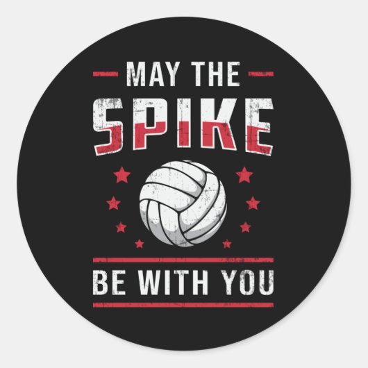 バレーボールあなたのレトロ選手とスパイクがあるかもしれない ラウンドシール (正面)