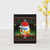 バレーボールおもしろいサンタクロース帽子の醜いクリスマスSw カード (黄色い花)