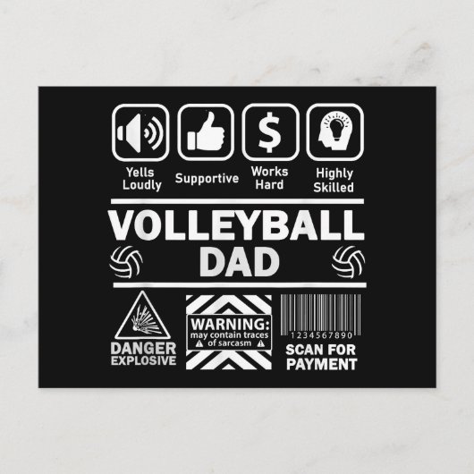 バレーボールおもしろいパパスポーツ父の内容 シーズンポストカード (正面)