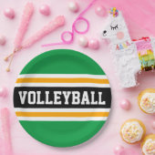 バレーボールおもしろい明るい緑の黒い黄色ストライプ色 ペーパープレート (パーティー)