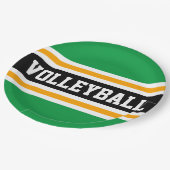 バレーボールおもしろい明るい緑の黒い黄色ストライプ色 ペーパープレート (アングル)