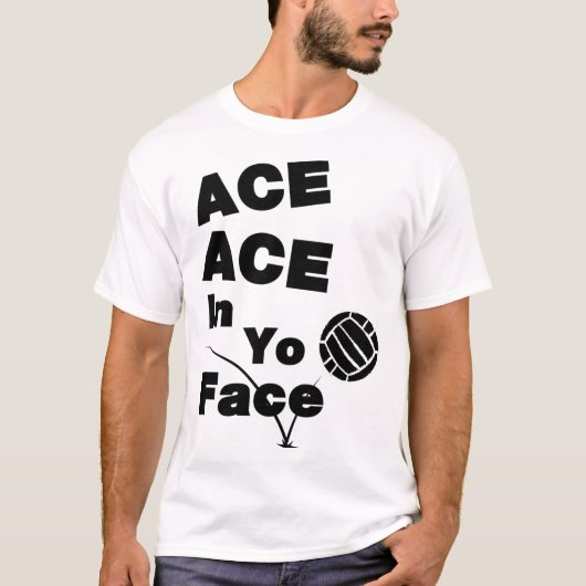 バレーボールおもしろいACE ACE In Yo顔シール Tシャツ (正面)