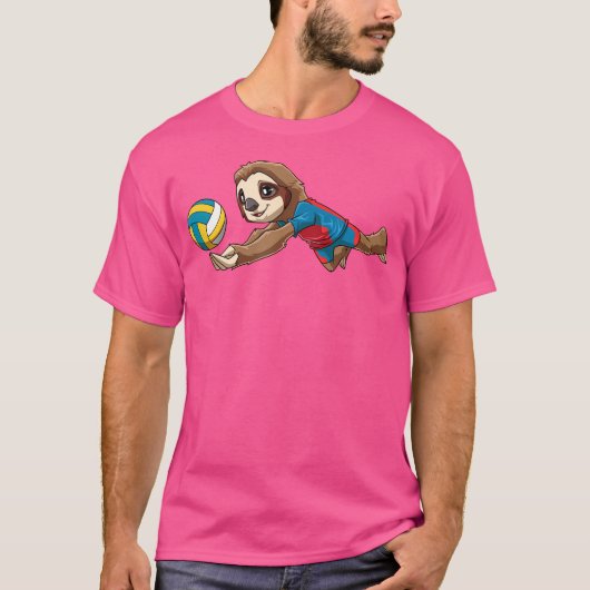 バレーボールかわいいナマケモノ男の子女ナマケモノ掘りVol Tシャツ (正面)