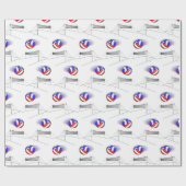 バレーボールがネットの上を飛ぶ ラッピングペーパー (フラット)