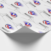 バレーボールがネットの上を飛ぶ ラッピングペーパー (角)