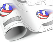 バレーボールがネットの上を飛ぶ ラッピングペーパー (ロールコーナー)