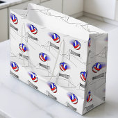 バレーボールがネットの上を飛ぶ ラージペーパーバッグ