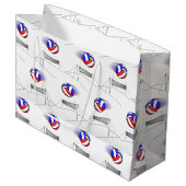 バレーボールがネットの上を飛ぶ ラージペーパーバッグ (正面アングル)