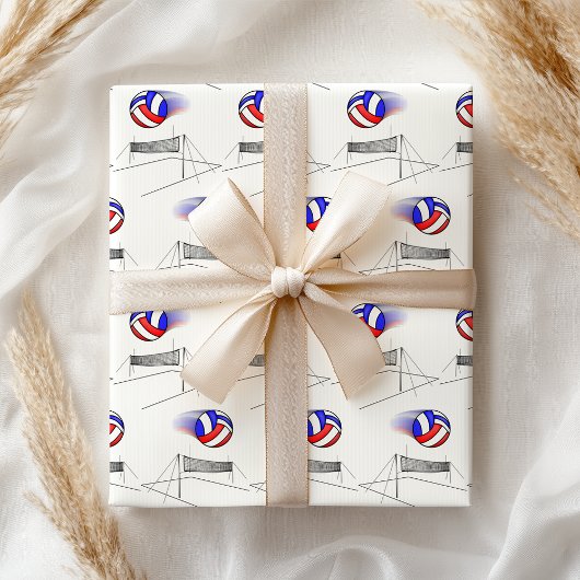 バレーボールがネットの上を飛ぶ 薄葉紙