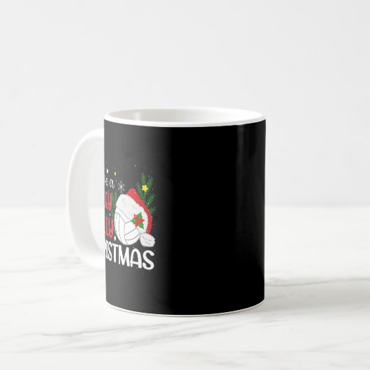 バレーボールすてきのサンタ帽を持つ コーヒーマグカップ (正面左)
