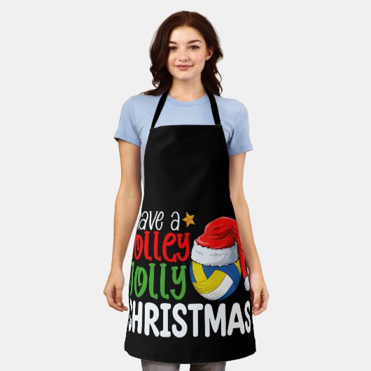 バレーボールすてきの休日を過ごす エプロン (着用した状態)