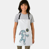 バレーボールでスポーツをするウサギ エプロン (インサイチュ)