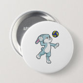 バレーボールでスポーツをするウサギ 缶バッジ (正面&裏面)