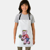 バレーボールでスポーツをする豚 エプロン (インサイチュ)