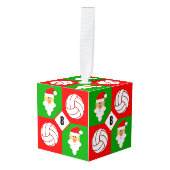 バレーボールとサンタクカスタムランのジャージー番号 キューブオーナメント (正面アングル)