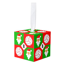 バレーボールとサンタクカスタムランのジャージー番号 キューブオーナメント