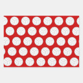 バレーボールとスノーフレークレッドとブラッククリスマス ラッピングペーパーシート (正面2)