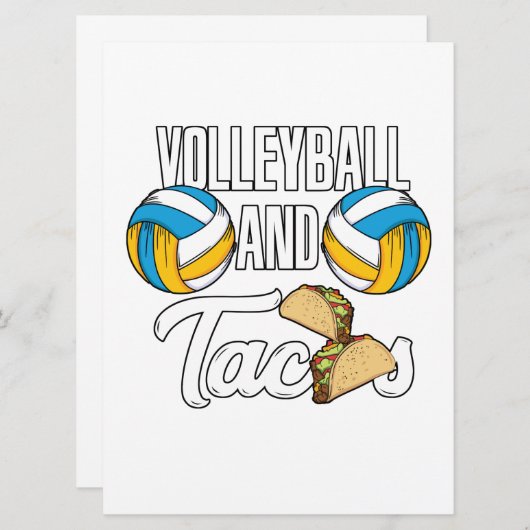 バレーボールとタコスのファストフードスポーツ贈呈品 セーブザデート (正面/裏面)
