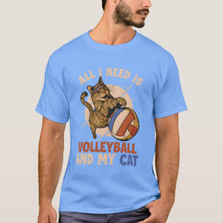 バレーボールと私の猫猫好き猫ガールフレンド Tシャツ