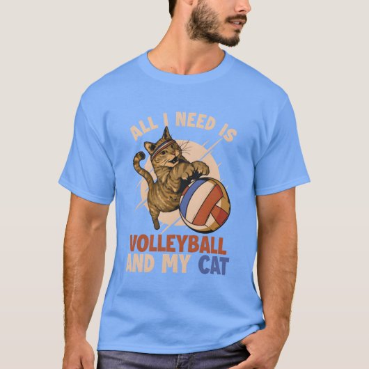 バレーボールと私の猫猫好き猫ガールフレンド Tシャツ (正面)