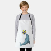 バレーボールのイルカ エプロン (着用した状態)
