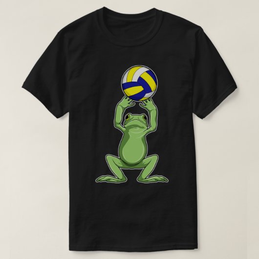 バレーボールのカエル Tシャツ (デザイン正面)