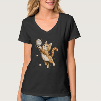 バレーボールのキュートなキャット Tシャツ