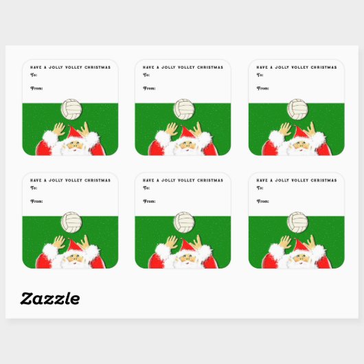 バレーボールのクリスマスギフトタグ スクエアシール (シート)