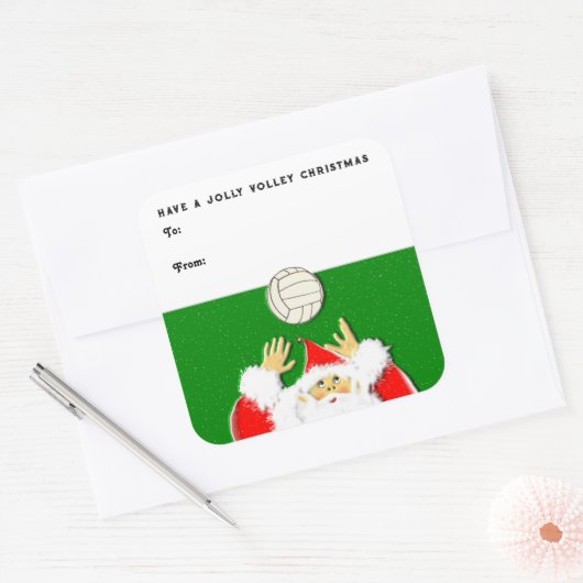 バレーボールのクリスマスギフトタグ スクエアシール (封筒)