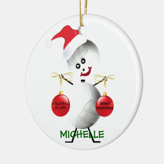 バレーボールのクリスマスプレイヤー セラミックオーナメント (左)