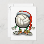 バレーボールのクリスマス シーズンポストカード (正面/裏面)