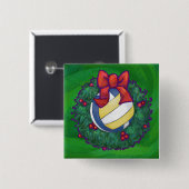 バレーボールのクリスマス 缶バッジ (正面&裏面)