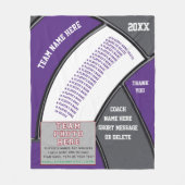 バレーボールのコーチのための紫、灰色、ギフトアイディア、 フリースブランケット (正面)