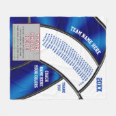 バレーボールのコーチのギフトのアイディア、写真、プレーヤーの名前 フリースブランケット (正面(横))