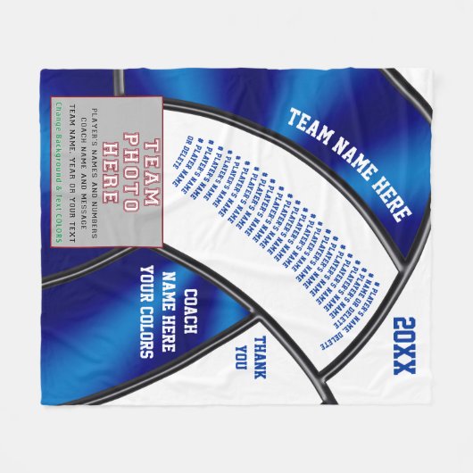 バレーボールのコーチのギフトのアイディア、写真、プレーヤーの名前 フリースブランケット (正面(横))