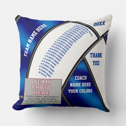 バレーボールのコーチのギフト、チーム写真、プレーヤーの名前 クッション (正面)