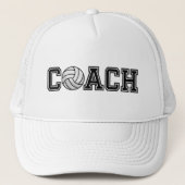 バレーボールのコーチのタイポグラフィの写実的なトラック運転手の帽子 キャップ (正面)